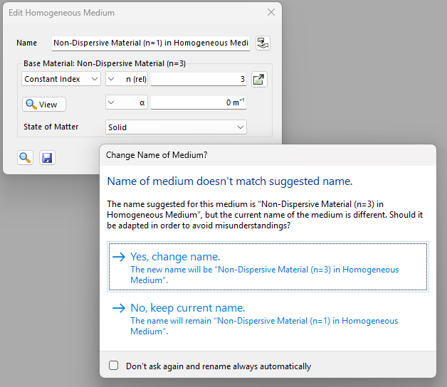 Homogeneous medium name adaptation