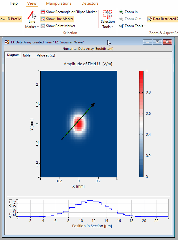 Horizontal and vertical profile line tools
