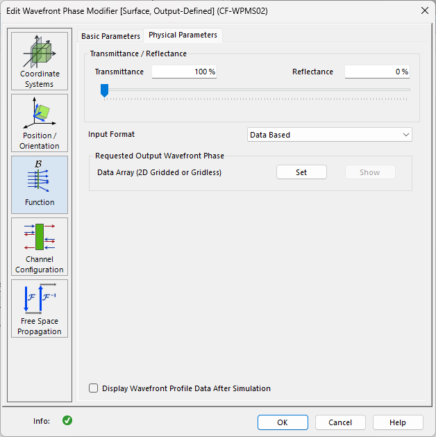 Wavefront Phase Modifier Surface Output-Defined physical parameters