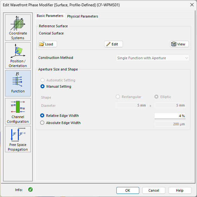 Wavefront Phase Modifier Surface Profile-Defined basic parameters